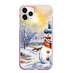 Чехол iPhone 11 Pro матовый Снеговик новый год