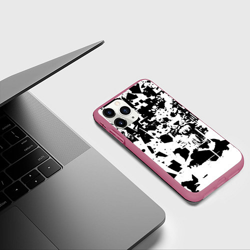Чехол iPhone 11 Pro матовый Морда льва - абстракция / 3D-Малиновый – фото 3