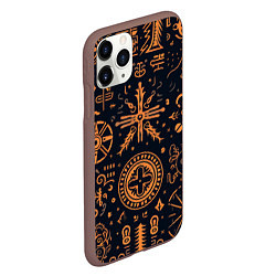 Чехол iPhone 11 Pro матовый Паттерн в славянском стиле на тёмном фоне, цвет: 3D-коричневый — фото 2
