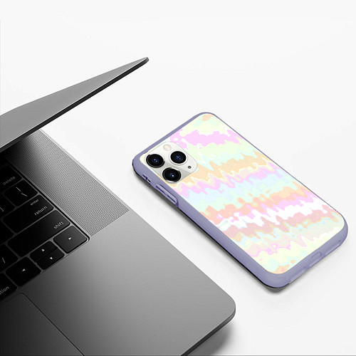 Чехол iPhone 11 Pro матовый Размазанные бледные полосы / 3D-Светло-сиреневый – фото 3