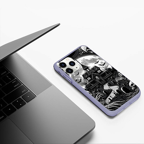 Чехол iPhone 11 Pro матовый Дом с привидениями / 3D-Светло-сиреневый – фото 3