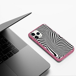 Чехол iPhone 11 Pro матовый Цвета зебры оптическая иллюзия, цвет: 3D-малиновый — фото 2