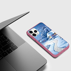 Чехол iPhone 11 Pro матовый Тропинка в новый год, цвет: 3D-малиновый — фото 2