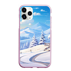 Чехол iPhone 11 Pro матовый Снежный новогодний денек, цвет: 3D-розовый