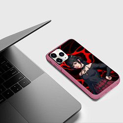 Чехол iPhone 11 Pro матовый Шэдоухарт - красные разводы, цвет: 3D-малиновый — фото 2