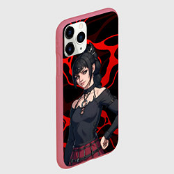 Чехол iPhone 11 Pro матовый Шэдоухарт - красные разводы, цвет: 3D-малиновый — фото 2