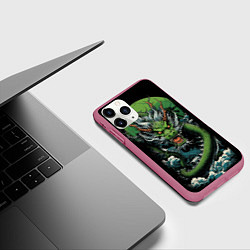 Чехол iPhone 11 Pro матовый Зеленый дракон символ 2024, цвет: 3D-малиновый — фото 2