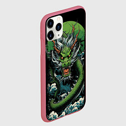 Чехол iPhone 11 Pro матовый Зеленый дракон символ 2024, цвет: 3D-малиновый — фото 2