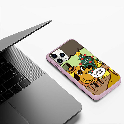 Чехол iPhone 11 Pro матовый This is fine - 2024 / 3D-Розовый – фото 3