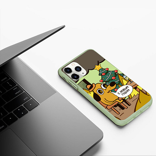 Чехол iPhone 11 Pro матовый This is fine - 2024 / 3D-Салатовый – фото 3