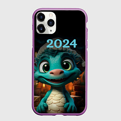 Чехол iPhone 11 Pro матовый 2024 дракон новый год, цвет: 3D-фиолетовый