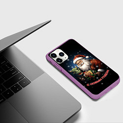 Чехол iPhone 11 Pro матовый Дед мороз с драконом, цвет: 3D-фиолетовый — фото 2