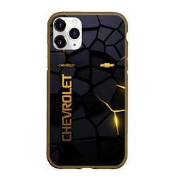 Чехол iPhone 11 Pro матовый Chevrolet - плиты с эффектом свечения, цвет: 3D-коричневый