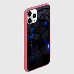 Чехол iPhone 11 Pro матовый Mercedes - плиты с эффектом свечения, цвет: 3D-малиновый — фото 2