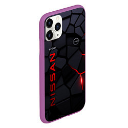 Чехол iPhone 11 Pro матовый Nissan - плиты с эффектом свечения, цвет: 3D-фиолетовый — фото 2