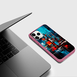 Чехол iPhone 11 Pro матовый Городская абстракция, цвет: 3D-малиновый — фото 2