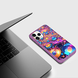 Чехол iPhone 11 Pro матовый Разноцветная декоративная абстракция, цвет: 3D-фиолетовый — фото 2