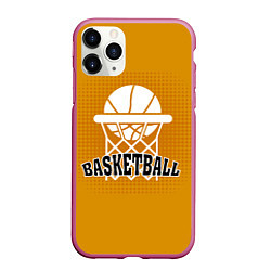 Чехол iPhone 11 Pro матовый Basketball - кольцо и мяч, цвет: 3D-малиновый