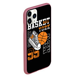 Чехол iPhone 11 Pro матовый Basketball New York, цвет: 3D-малиновый — фото 2