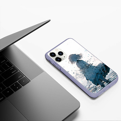 Чехол iPhone 11 Pro матовый Безликая дева / 3D-Светло-сиреневый – фото 3