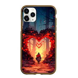 Чехол iPhone 11 Pro матовый Сердце в сердце на закате, цвет: 3D-коричневый