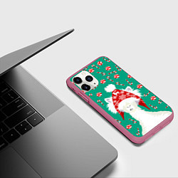 Чехол iPhone 11 Pro матовый Лама - альпака с леденцами, цвет: 3D-малиновый — фото 2