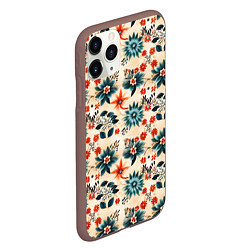 Чехол iPhone 11 Pro матовый Цветочный узор паттерн, цвет: 3D-коричневый — фото 2