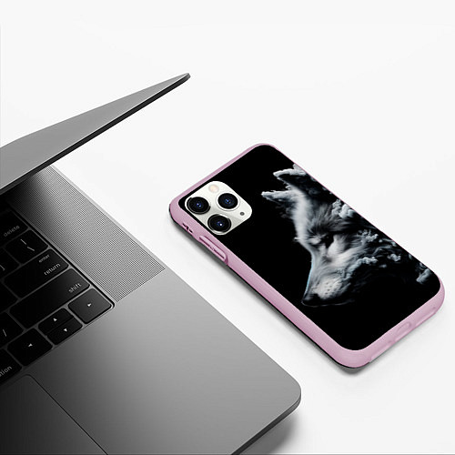 Чехол iPhone 11 Pro матовый Дымный волк / 3D-Розовый – фото 3