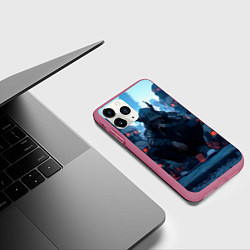 Чехол iPhone 11 Pro матовый Демон и черепа, цвет: 3D-малиновый — фото 2