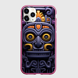 Чехол iPhone 11 Pro матовый Орнамент в стиле ацтеков, цвет: 3D-малиновый