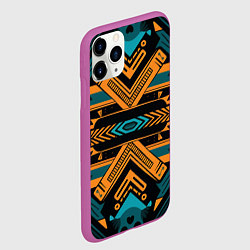 Чехол iPhone 11 Pro матовый Геометрический узор в стиле ацтеков, цвет: 3D-фиолетовый — фото 2