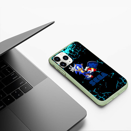 Чехол iPhone 11 Pro матовый Sonic sega game / 3D-Салатовый – фото 3