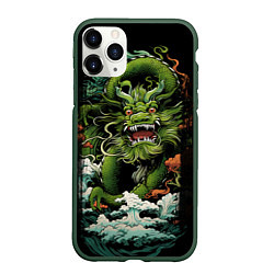 Чехол iPhone 11 Pro матовый Зеленый дракон символ года, цвет: 3D-темно-зеленый