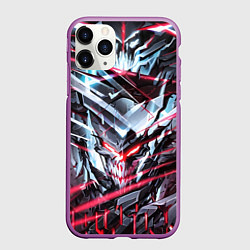 Чехол iPhone 11 Pro матовый Киберпанк адский скелет красный, цвет: 3D-фиолетовый