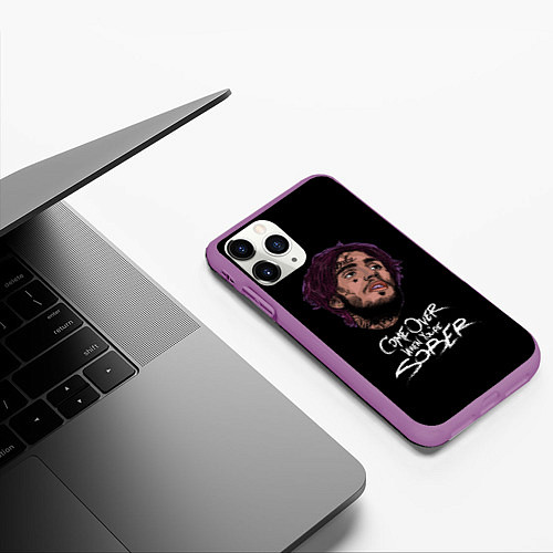 Чехол iPhone 11 Pro матовый Game over Lil peep / 3D-Фиолетовый – фото 3