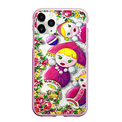 Чехол iPhone 11 Pro матовый Неваляшки в кокошниках, цвет: 3D-розовый