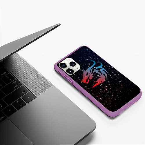 Чехол iPhone 11 Pro матовый Дракон млечный путь / 3D-Фиолетовый – фото 3