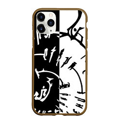 Чехол iPhone 11 Pro матовый Астарион - знак на спине чб, цвет: 3D-коричневый