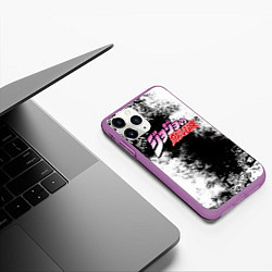 Чехол iPhone 11 Pro матовый JoJos Bizarre лого с красками, цвет: 3D-фиолетовый — фото 2