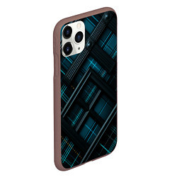 Чехол iPhone 11 Pro матовый Тёмно-синяя диагональная клетка в шотландском стил, цвет: 3D-коричневый — фото 2