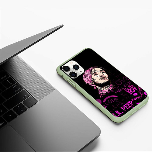Чехол iPhone 11 Pro матовый Lil peep neon rap 2017 / 3D-Салатовый – фото 3