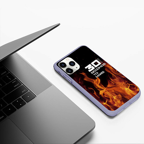 Чехол iPhone 11 Pro матовый Thirty Seconds to Mars fire / 3D-Светло-сиреневый – фото 3