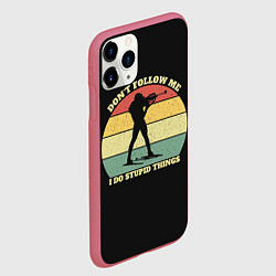 Чехол iPhone 11 Pro матовый Biathlon retro, цвет: 3D-малиновый — фото 2