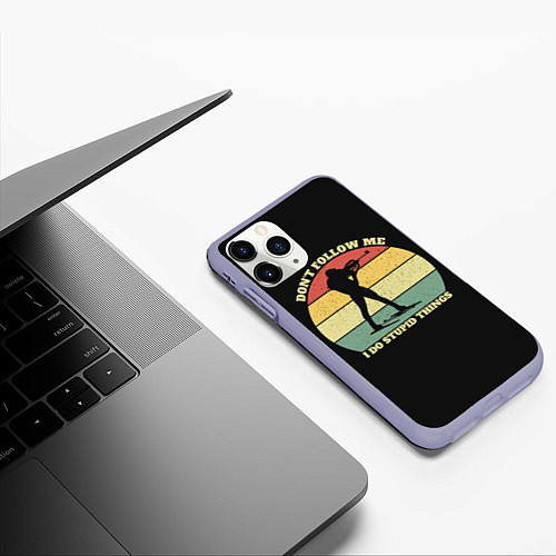 Чехол iPhone 11 Pro матовый Biathlon retro / 3D-Светло-сиреневый – фото 3