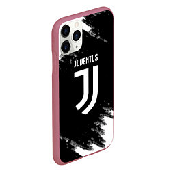 Чехол iPhone 11 Pro матовый Juventus спорт краски черно белый, цвет: 3D-малиновый — фото 2