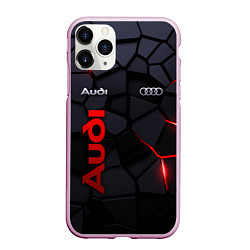 Чехол iPhone 11 Pro матовый Audi - плиты с эффектом свечения, цвет: 3D-розовый