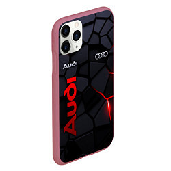 Чехол iPhone 11 Pro матовый Audi - плиты с эффектом свечения, цвет: 3D-малиновый — фото 2