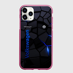 Чехол iPhone 11 Pro матовый Volkswagen - плиты с эффектом свечения, цвет: 3D-малиновый