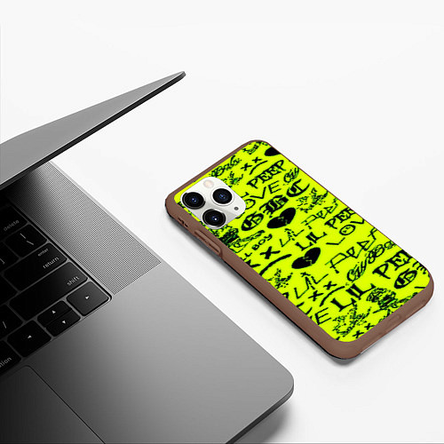 Чехол iPhone 11 Pro матовый Lil peep кислотный стиль / 3D-Коричневый – фото 3