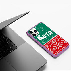 Чехол iPhone 11 Pro матовый Катя новогодняя, цвет: 3D-фиолетовый — фото 2